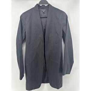 Eileen Fisher Polished Ramie Stretch Silk Blend Black Jacket Blazer 10